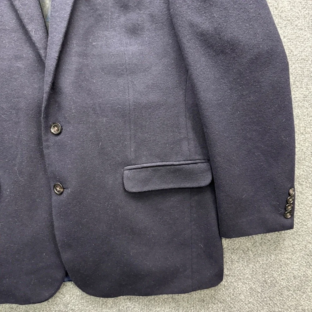 Lauren Ralph Lauren Wool Silk Cashmere Blazer Mens 44L Navy Blue Long Dress‎